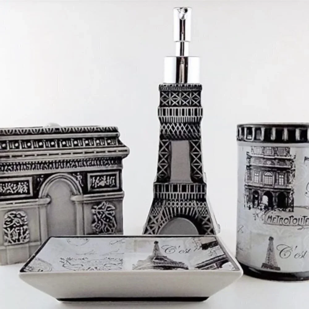 Eiffel Tower Paris Bathroom Accessories Soap Dispenser Toothbrush Holder…